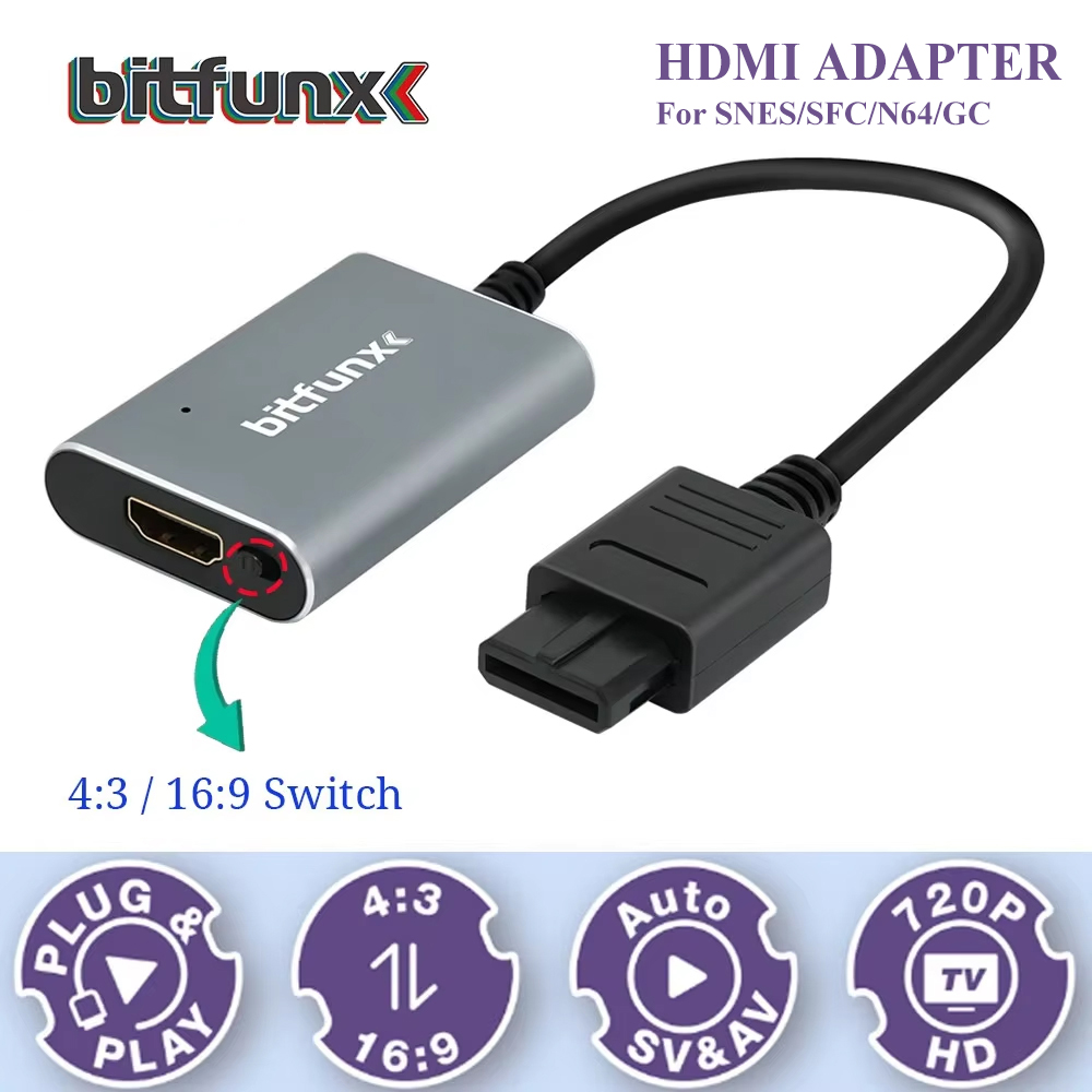 Retro Gaming Hdmi - Bitfunx 720P Svideo/AV naar HDMI Adapter