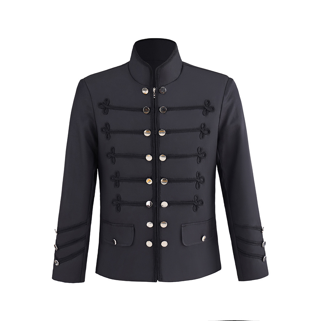 Retro Gaming Jacket - Zwarte militaire jas voor heren Napoleontische