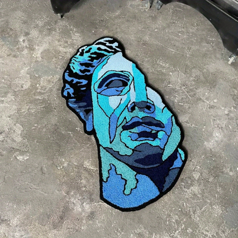 Retro Gaming Rug - VIKAMA Blauw David Sculptuur Onregelmatig Tapijt
