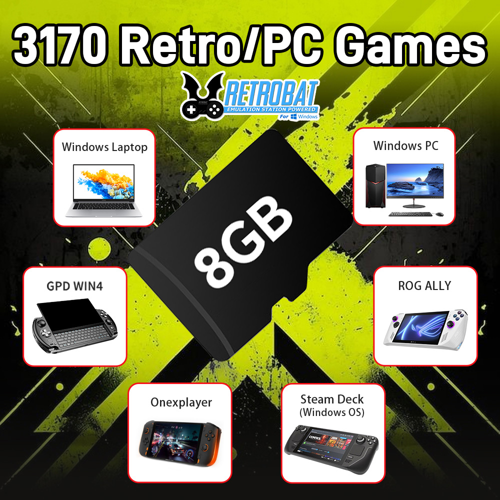 Retro Gaming Os - 8 GB Game TF-kaart met 3170