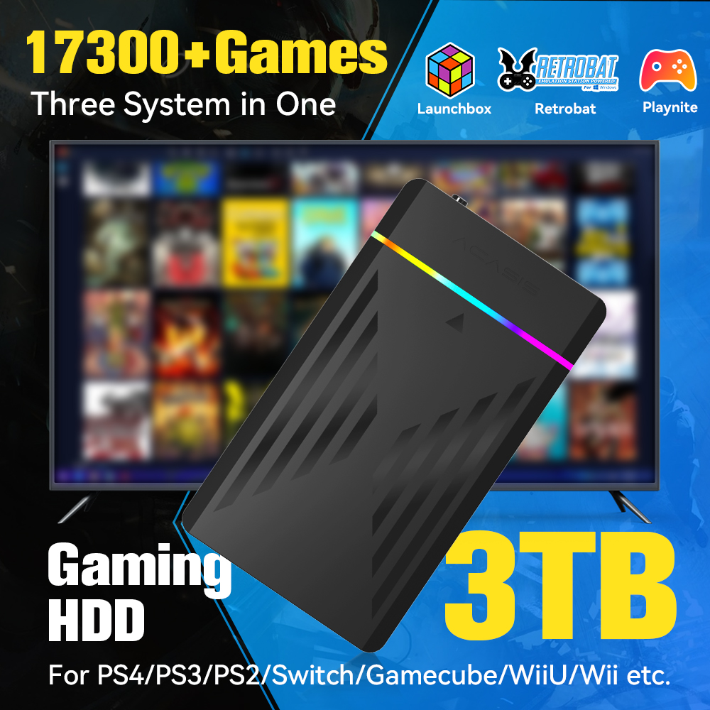 Retro Gaming Os - 3TB Draagbare Gaming HDD LaunchBox/Retrobat/Playnite Retro